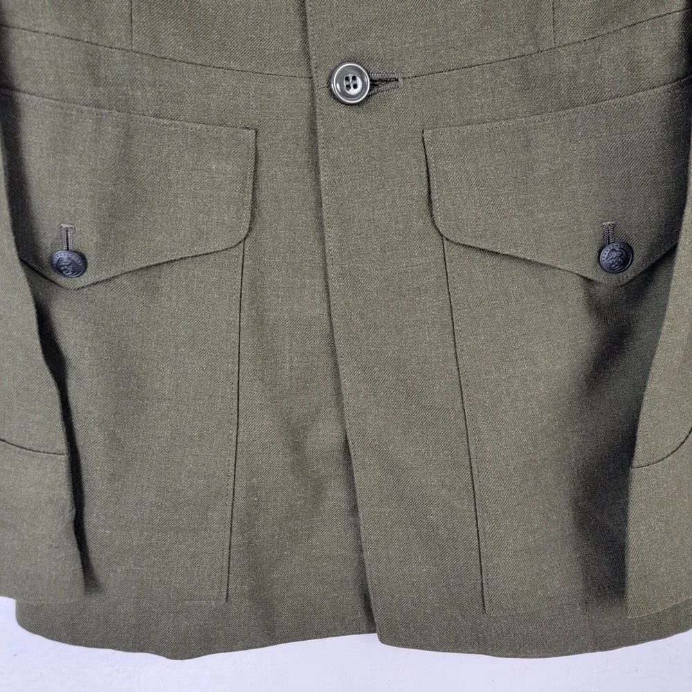 Vtg Marine Corps USMC Military Dress Coat Mens 35R Green Pockets Wool Button